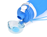 750ml Collapsible Leak Proof Silicone Water Bottle for Cycling - Blue