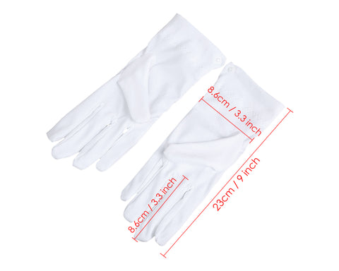 White Cotton Gloves with Snap Closure 1 Pairs Parade Gloves for Polices