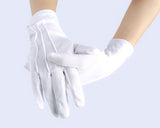 White Cotton Gloves with Snap Closure 1 Pairs Parade Gloves for Polices