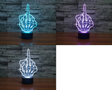 Multi Colors Middle Finger LED 3D Optical Illusion Lamp