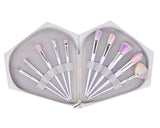 10 Pcs Professional Makeup Brush Set with Diamond Bag - Silver