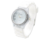 GENEVA Crystal Bezel Large Face Silicone Sport Women's Watch