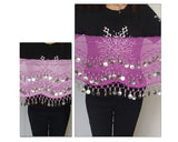 Belly Dance Skirt 10 Pieces Hip Scarves with Dangling Silver Coins