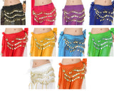 Belly Dance Skirt 10 Pieces Hip Scarves with Dangling Silver Coins