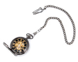 Retro Dial Hand Wind Mechanical Pocket Watch with Chain