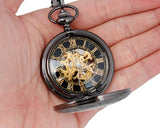 Retro Dial Hand Wind Mechanical Pocket Watch with Chain