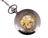 Retro Dial Hand Wind Mechanical Pocket Watch with Chain