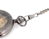 Retro Dial Hand Wind Mechanical Pocket Watch with Chain