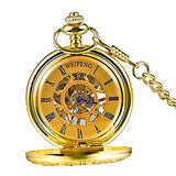 Retro Dial Hand Wind Mechanical Pocket Watch with Chain