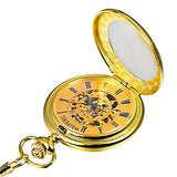 Retro Dial Hand Wind Mechanical Pocket Watch with Chain