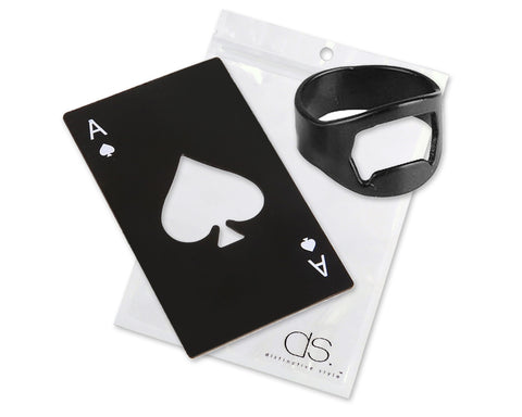 Poker Shaped Cap Opener and Bottle Opener Ring