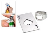 Poker Shaped Cap Opener and Bottle Opener Ring