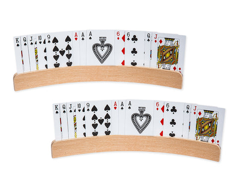 Playing Card Holders 4 Pieces 13 Inches Curved Wooden Racks for Card Games