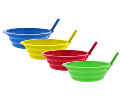 Sippy Bowls With Straws 4 Pieces 200 ml Plastic Cereal Bowl for Kids