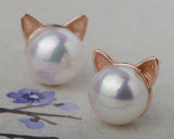 Sterling Silver Cat Earrings Studs Crystal Stud Earrings