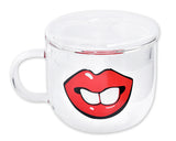 500ml Glass Coffee Mug Cup with Cover for Microwave