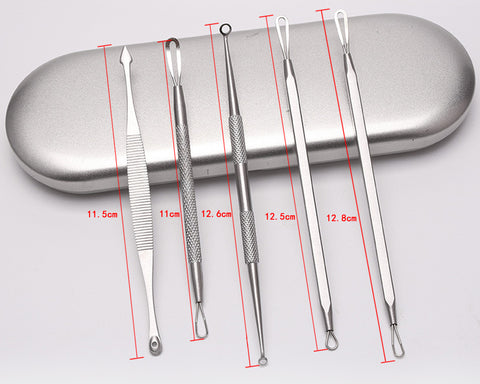 Blackhead Remover Tools 5 Pieces Pimple Extractor Kit with Metal Case