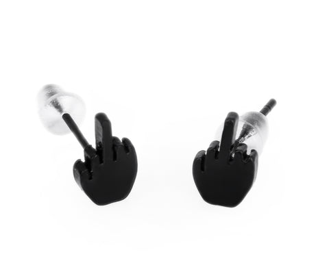 3 Pairs Middle Finger Stainless Steel Stud Earrings