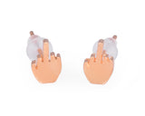 3 Pairs Middle Finger Stainless Steel Stud Earrings