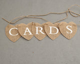 Cards Banner Heart Shaped Jute Burlap Banner