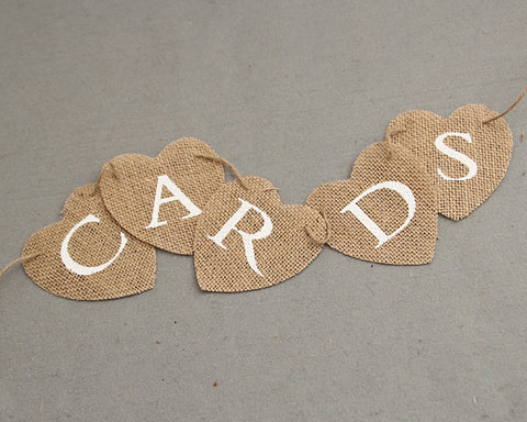 Cards Banner Heart Shaped Jute Burlap Banner