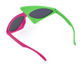 80s Glasses Pink and Green Party Sunglasses