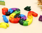 Wooden Animal Puzzles Wooden Snake Shaped Alphabet Jigsaw Puzzles for Kids