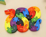 Wooden Animal Puzzles Wooden Snake Shaped Alphabet Jigsaw Puzzles for Kids