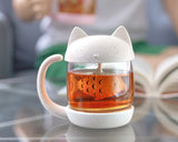 Cute Cat Tea Glass with Detachable Tea Infuser