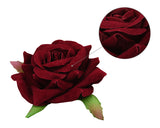 Rose Flower Hair Comb 2 Pieces Bridal Headpiece for Wedding - Wine Red