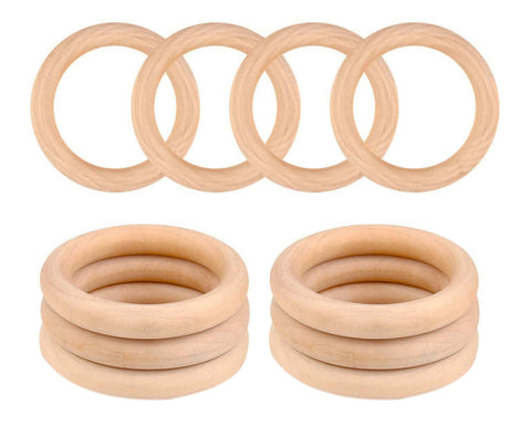 Wooden Rings for Crafts 10 Pieces 70mm Unfinished Wooden Macrame Rings