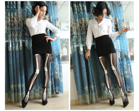 Skeleton Pantyhose Halloween Stockings for Women