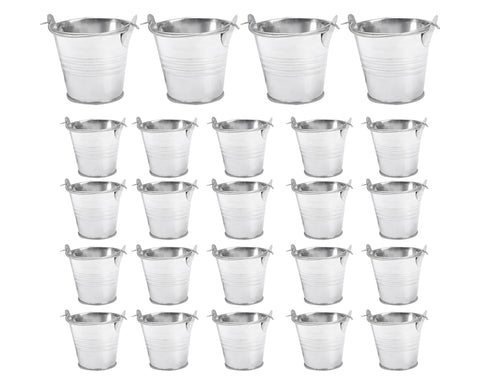 Galvanized Metal Buckets 24 Pieces 2.2 Inches Mini Buckets with Handles