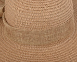 Foldable Straw Hat with Bowknot for Women