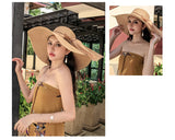 Foldable Straw Hat with Bowknot for Women