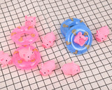 Rubber Bath Toy Set of 20 Mini Swimming Rings and Baby Pigs