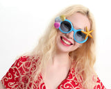 Beach Party Glasses Hawaiian Sunglasses - Blue