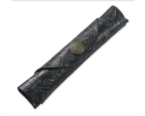 Leather Pen Pouch Retro Single Pen Case with Button