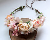 Flower Wreath Headband Adjustable Floral Crown Headpiece for Photo Shoot