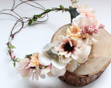 Flower Wreath Headband Adjustable Floral Crown Headpiece for Photo Shoot