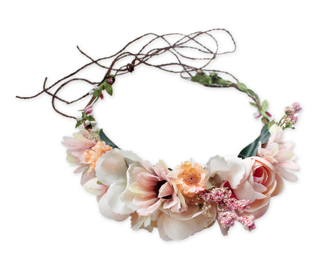 Flower Wreath Headband Adjustable Floral Crown Headpiece for Photo Shoot