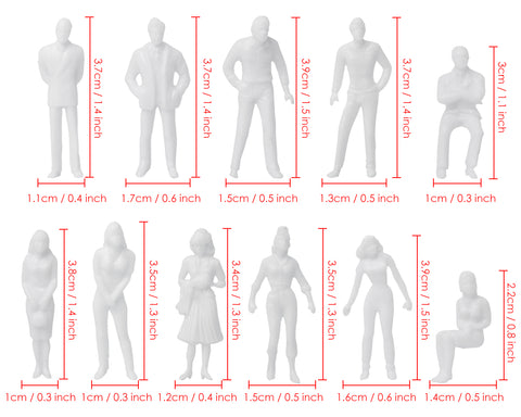 Unpainted Figures 1:50 Scale 100 Pieces Assorted Poses Miniature People