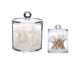 Plastic Cotton Ball and Swab Holder with Lid 2 Pieces Apothecary Jars