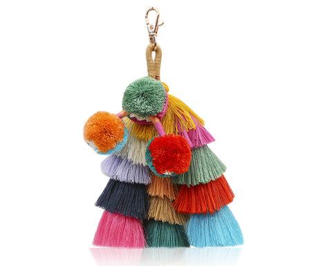 Bag Charm Pom Pom Keychain Tassel Boho Accessory