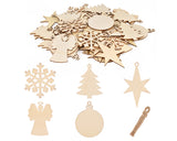 Christmas Wooden Ornaments 50 Pieces DIY Wood Slices with Strings