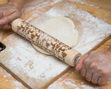 Embossed Rolling Pin 13.7 Inches Christmas Wooden Rolling Pin