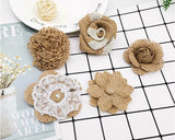 Burlap Flowers 24 Pieces Handmade Rustic Rose Flower Bowknot