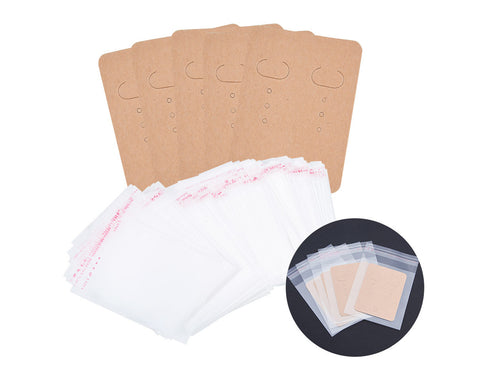 Earring Display Cards with Self-Seal Bags 200 Pieces Kraft Paper Earring Tags