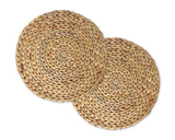 Woven Placemats 2 Pieces Natural Water Hyacinth Round Shaped Placemat