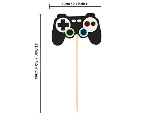 24 Pieces Video Game Controllers Cupcake Toppers Gamepad Cake Picks